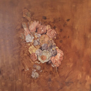 ella wolfnoth oil painting, flowers and mouse, last sleep